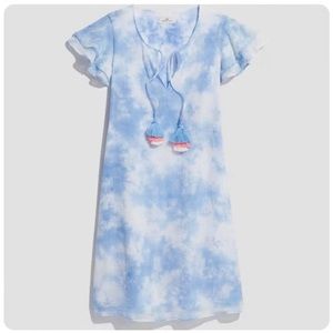 VINEYARD VINES tie dyed tunic dress size M blue white shortsleeve mini